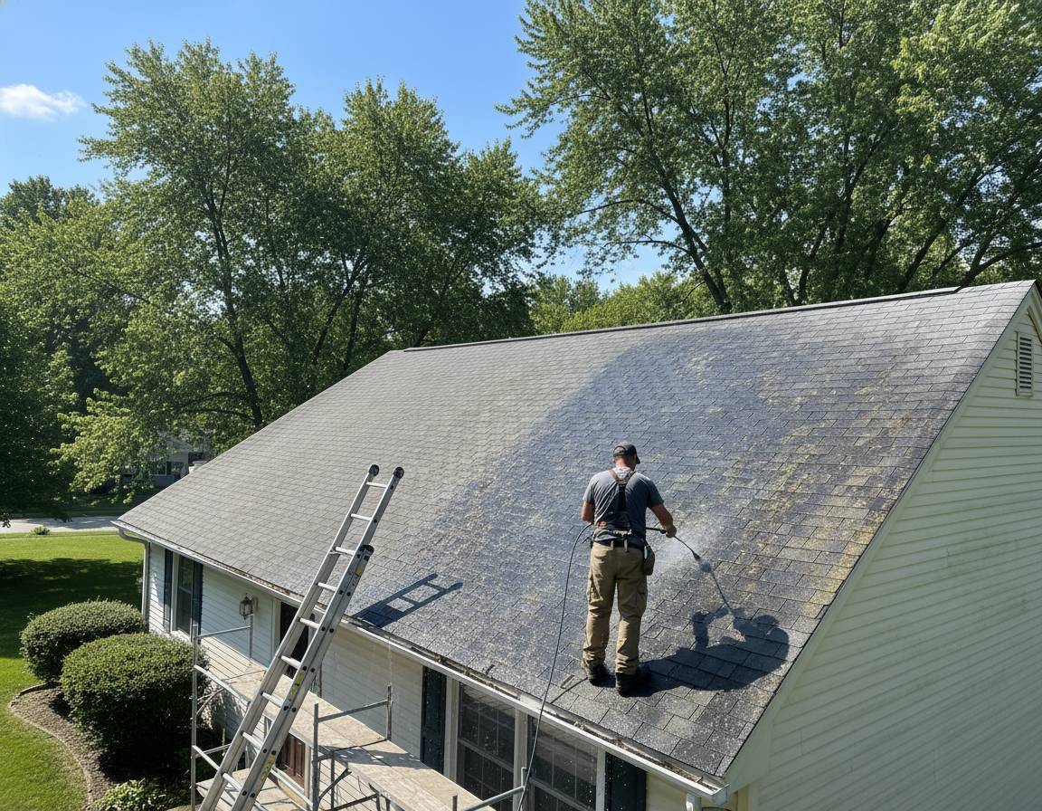 Soft Washing Roofs In Lewis Center OH